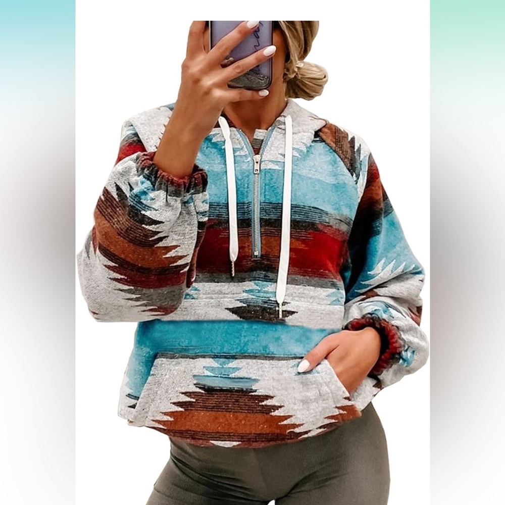 Aztec 1/4 zip hoodie